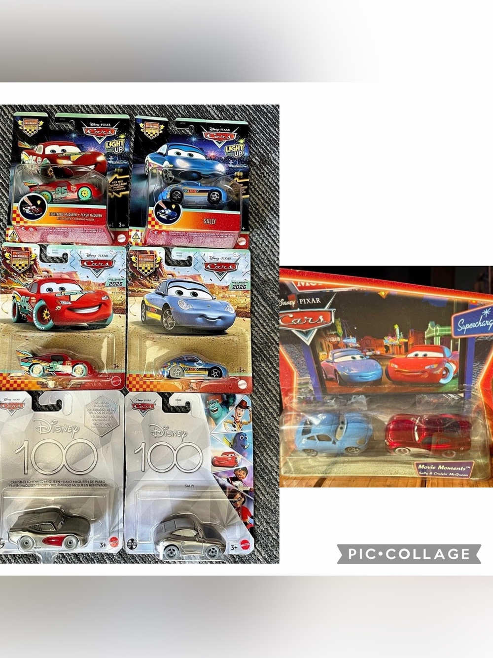 Disney cars lightning McQueen and sally race to celebrate, light up, and more